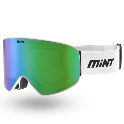 Mint-Sports White Green White Ski Glasses